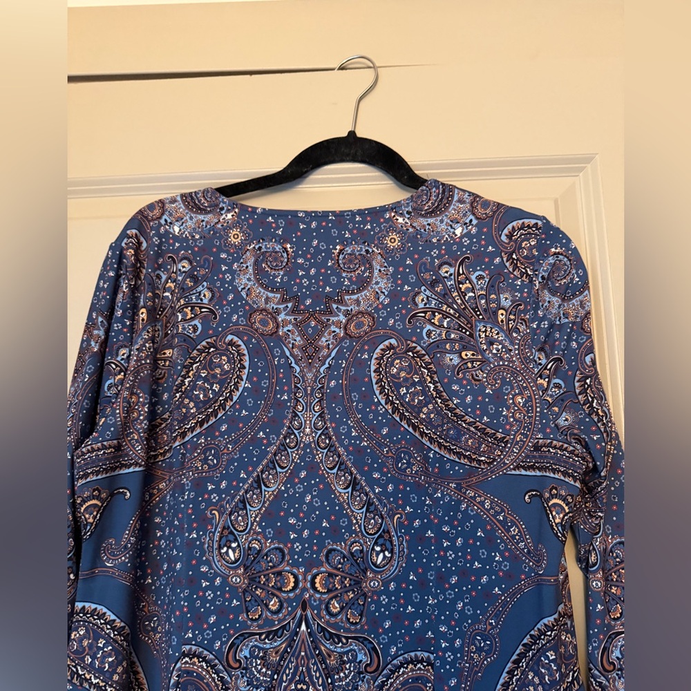 Hale Bob Navy and Brown Paisley Long Sleeve Dress - Picture 6 of 9